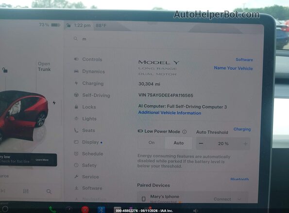 7SAYGDEE4PA116565 2023 TESLA MODEL Y Red Հետևի նստատեղերի տեսք