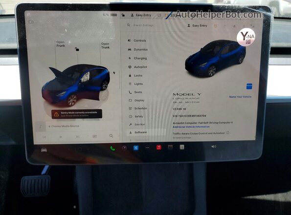 7SAYGDEE4RF083704 2024 TESLA MODEL Blue Vista del cuadro de instrumentos