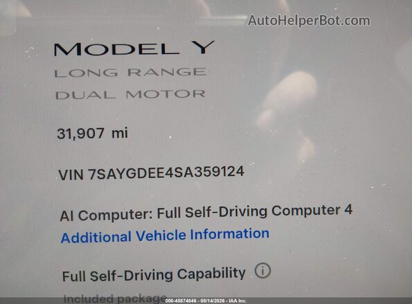 7SAYGDEE4SA359124 2025 TESLA MODEL Y Black Հետևի նստատեղերի տեսք