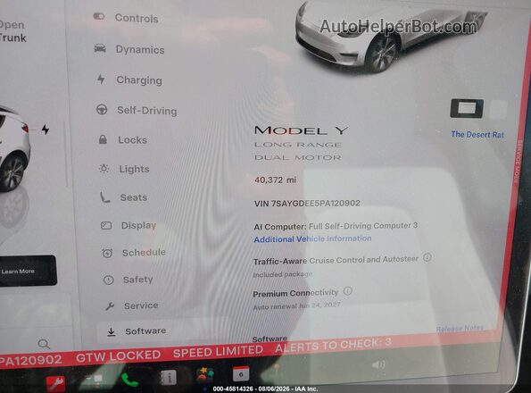 7SAYGDEE5PA120902 2023 TESLA MODEL Y White უკანა სავარძლების ხედი