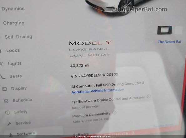 7SAYGDEE5PA120902 2023 TESLA MODEL Y White 