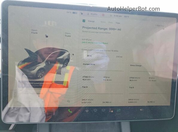 7SAYGDEE5PF687789 2023 TESLA MODEL White Սարքավորումների վահանակի տեսք