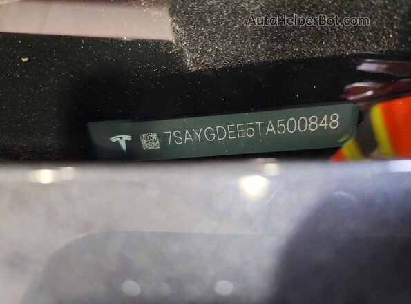 7SAYGDEE5TA500848 2026 TESLA MODEL Gray VIN sticker view