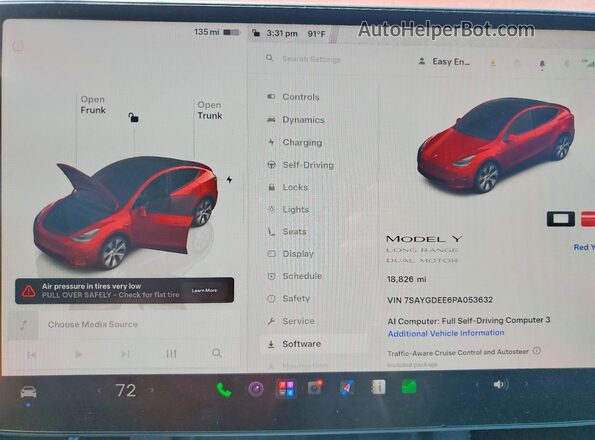 7SAYGDEE6PA053632 2023 TESLA MODEL Red Вид щитка приладів