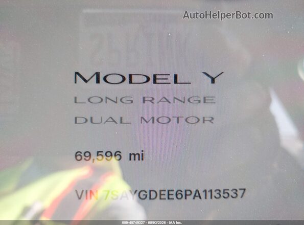 7SAYGDEE6PA113537 2023 TESLA MODEL Y White Vista de los asientos traseros