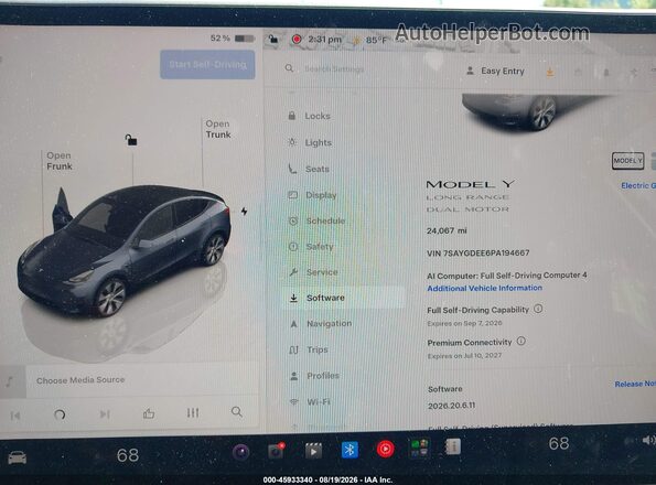 7SAYGDEE6PA194667 2023 TESLA MODEL Y Gray Vista de los asientos traseros