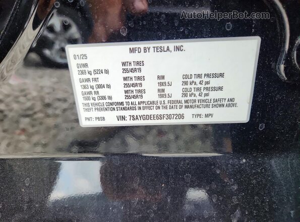 7SAYGDEE6SF307206 2025 TESLA MODEL Black Widok komory silnika