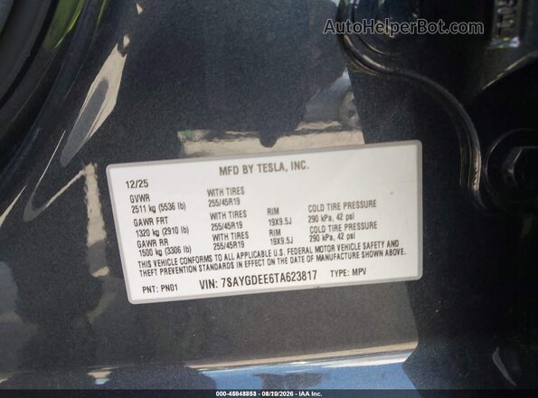 7SAYGDEE6TA623817 2026 TESLA MODEL Y Gray Engine compartment view