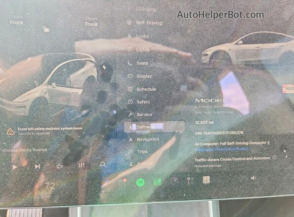 7SAYGDEE6TF350378 2026 TESLA MODEL Белый Вид щитка приборов