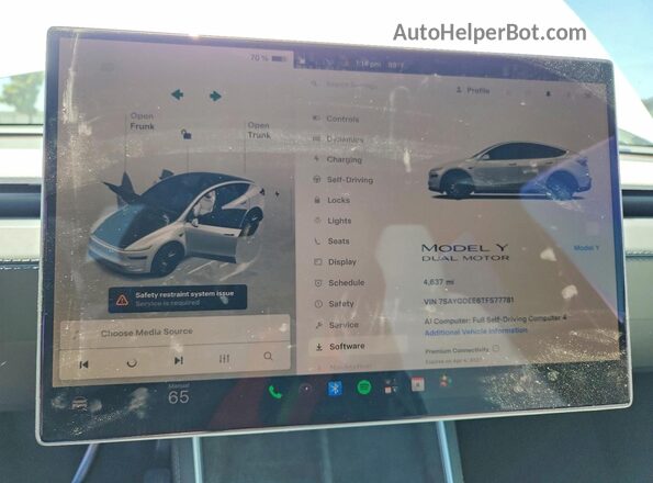 7SAYGDEE6TF577781 2026 TESLA MODEL Белый Вид щитка приборов