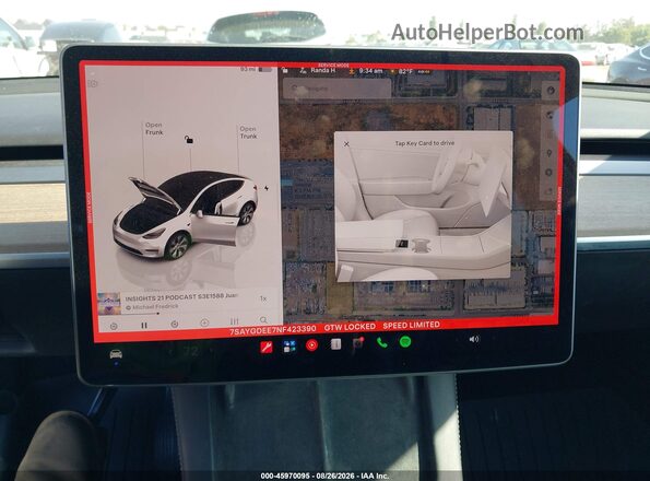7SAYGDEE7NF423390 2022 TESLA MODEL Y White 