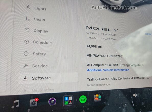 7SAYGDEE7NF517981 2022 TESLA MODEL Белый Вид щитка приборов