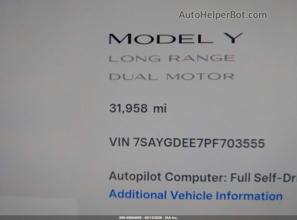 7SAYGDEE7PF703555 2023 TESLA MODEL Y White Вид задніх сидінь