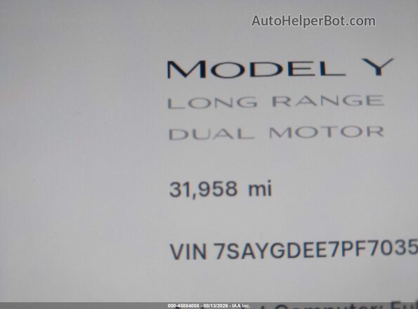 7SAYGDEE7PF703555 2023 TESLA MODEL Y White 