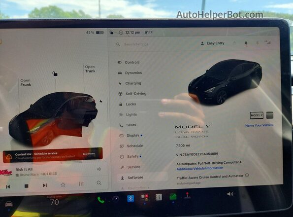 7SAYGDEE7SA354886 2025 TESLA MODEL Black Սարքավորումների վահանակի տեսք