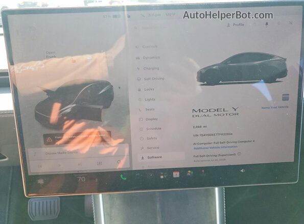 7SAYGDEE7TF632934 2026 TESLA MODEL Угольный Вид щитка приборов