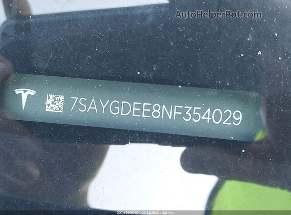 7SAYGDEE8NF354029 2022 TESLA MODEL Y Gray 