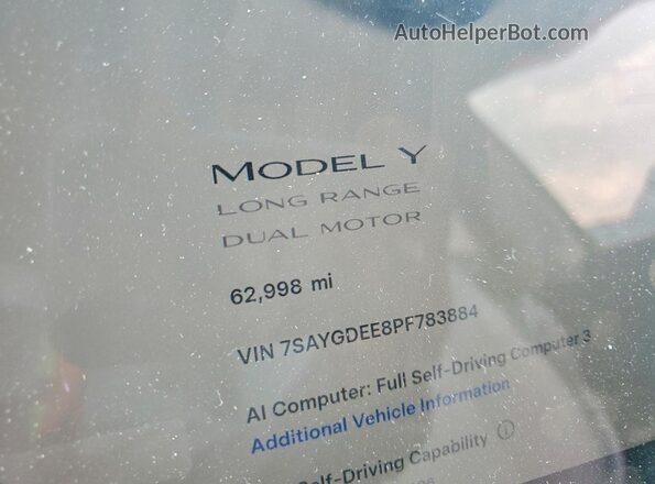 7SAYGDEE8PF783884 2023 TESLA MODEL Серый Вид щитка приборов