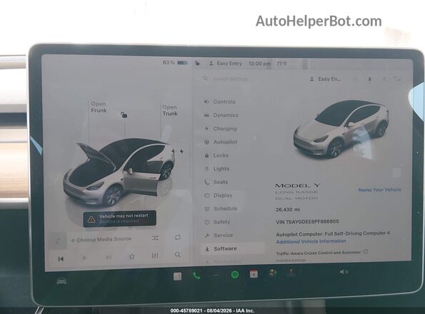 7SAYGDEE8PF886805 2023 TESLA MODEL Y White Vista de los asientos traseros