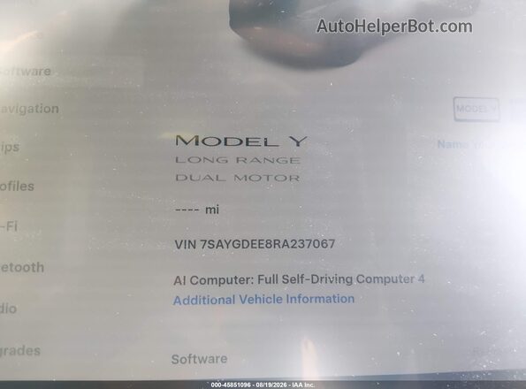 7SAYGDEE8RA237067 2024 TESLA MODEL Y Gray Հետևի նստատեղերի տեսք