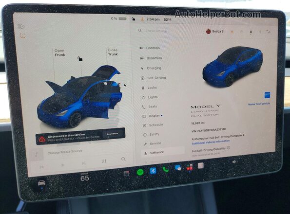 7SAYGDEE8RA239188 2024 TESLA MODEL Blue Սարքավորումների վահանակի տեսք