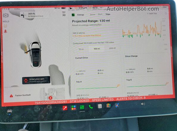 7SAYGDEE8RA240261 2024 TESLA MODEL White Instrument cluster view