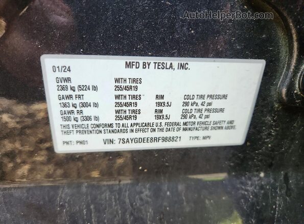 7SAYGDEE8RF988821 2024 TESLA MODEL Charcoal Vista del compartimento del motor