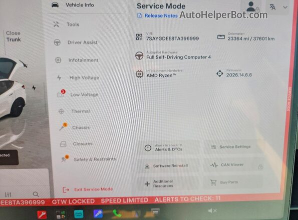7SAYGDEE8TA396999 2026 TESLA MODEL Белый Вид щитка приборов