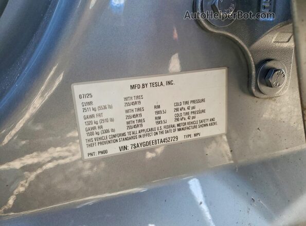 7SAYGDEE8TA452729 2026 TESLA MODEL Charcoal Սալոնի 360 աստիճան տեսք