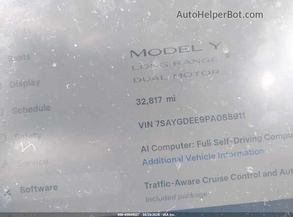 7SAYGDEE9PA088911 2023 TESLA MODEL Y White 