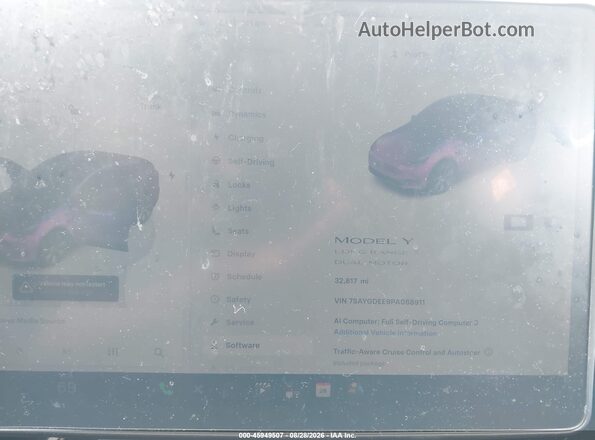 7SAYGDEE9PA088911 2023 TESLA MODEL Y White Widok tylnych siedzeń