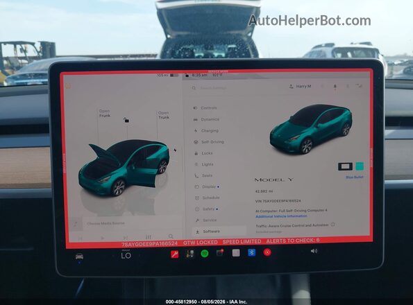 7SAYGDEE9PA166524 2023 TESLA MODEL Y Blue Հետևի նստատեղերի տեսք