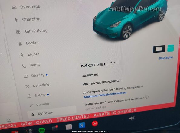 7SAYGDEE9PA166524 2023 TESLA MODEL Y Blue 