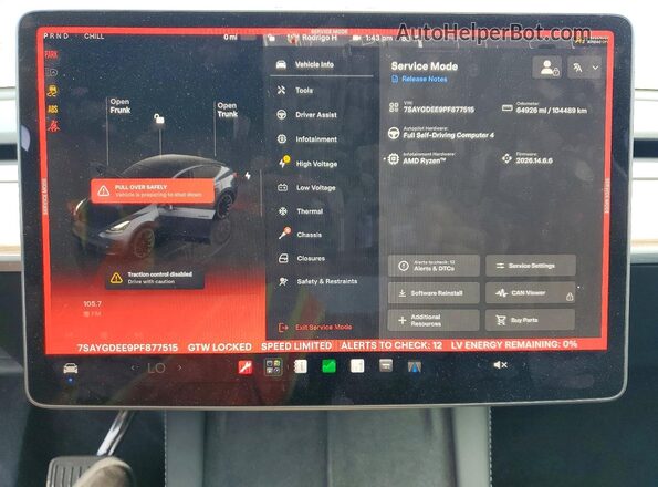 7SAYGDEE9PF877515 2023 TESLA MODEL Charcoal Vista del cuadro de instrumentos