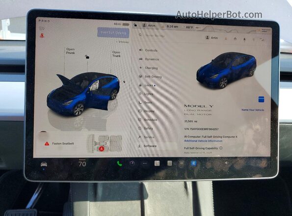 7SAYGDEE9RF064257 2024 TESLA MODEL Blue Instrument cluster view
