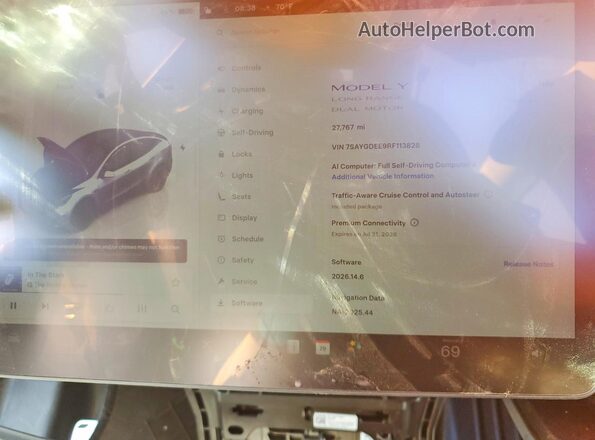 7SAYGDEE9RF113828 2024 TESLA MODEL Gray Widok zestawu wskaźników
