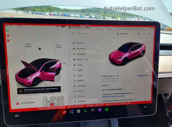7SAYGDEE9RF169588 2024 TESLA MODEL White Widok zestawu wskaźników