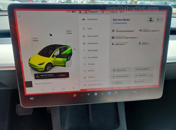 7SAYGDEEXNF508434 2022 TESLA MODEL Белый Вид щитка приборов