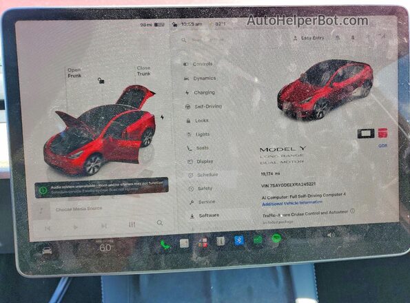 7SAYGDEEXRA245221 2024 TESLA MODEL Burgundy Widok zestawu wskaźników