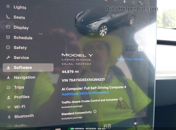 7SAYGDEEXRA264237 2024 TESLA MODEL Y Серый Вид задних сидений