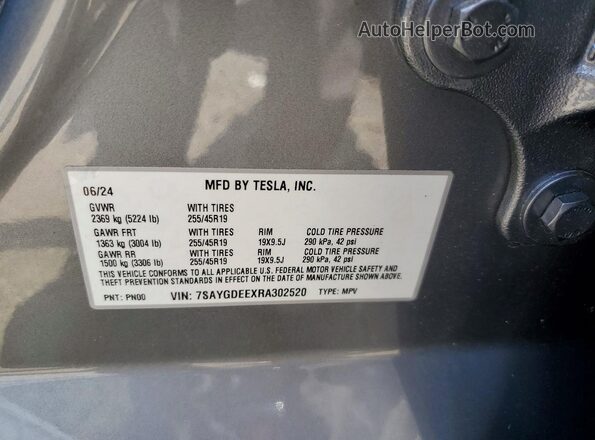 7SAYGDEEXRA302520 2024 TESLA MODEL Silver Widok komory silnika