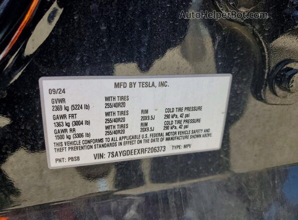 7SAYGDEEXRF206373 2024 TESLA MODEL Black VIN sticker view