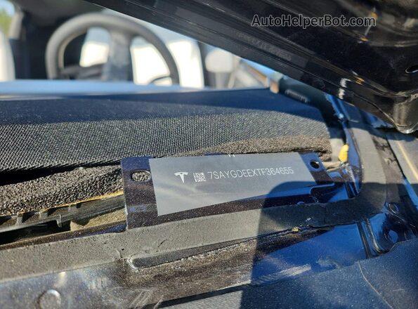 7SAYGDEEXTF364655 2026 TESLA MODEL Black Вид наклейки з VIN-кодом
