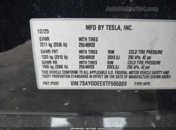 7SAYGDEEXTF565889 2026 TESLA MODEL Y Black Engine compartment view