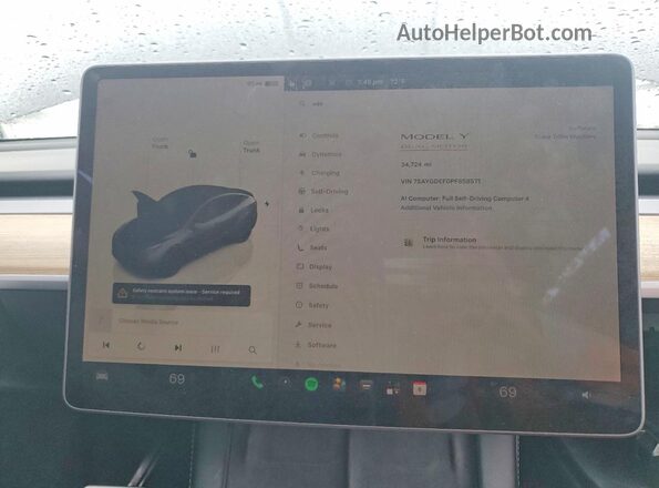 7SAYGDEF0PF858571 2023 TESLA MODEL Gray ხელსაწყოთა პანელის ხედი