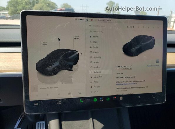 7SAYGDEF0RA289270 2024 TESLA MODEL Gray ხელსაწყოთა პანელის ხედი