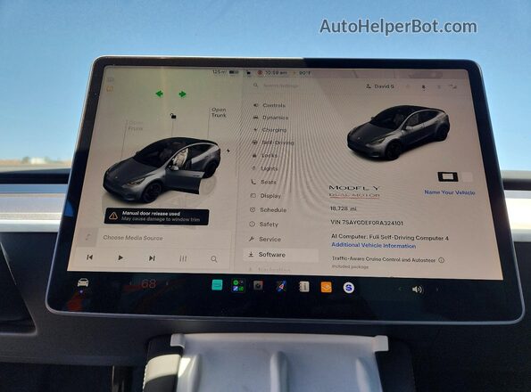 7SAYGDEF0RA324101 2024 TESLA MODEL Gray Вид щитка приладів