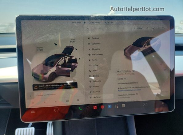 7SAYGDEF2PF595872 2023 TESLA MODEL White Вид щитка приладів