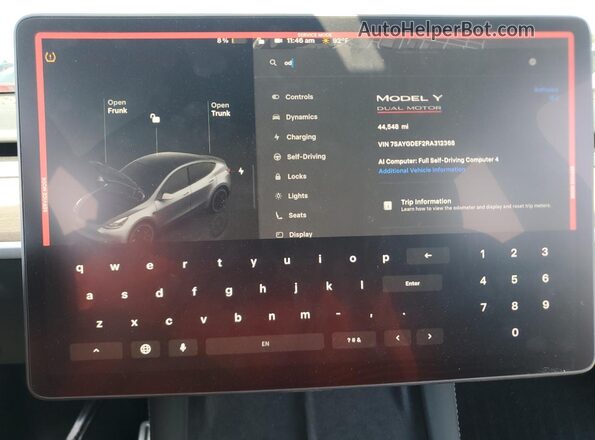 7SAYGDEF2RA312368 2024 TESLA MODEL Серый Вид щитка приборов