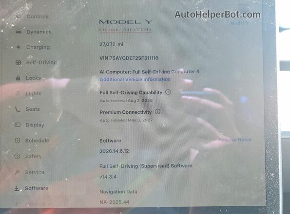 7SAYGDEF2SF311116 2025 TESLA MODEL Black Սարքավորումների վահանակի տեսք